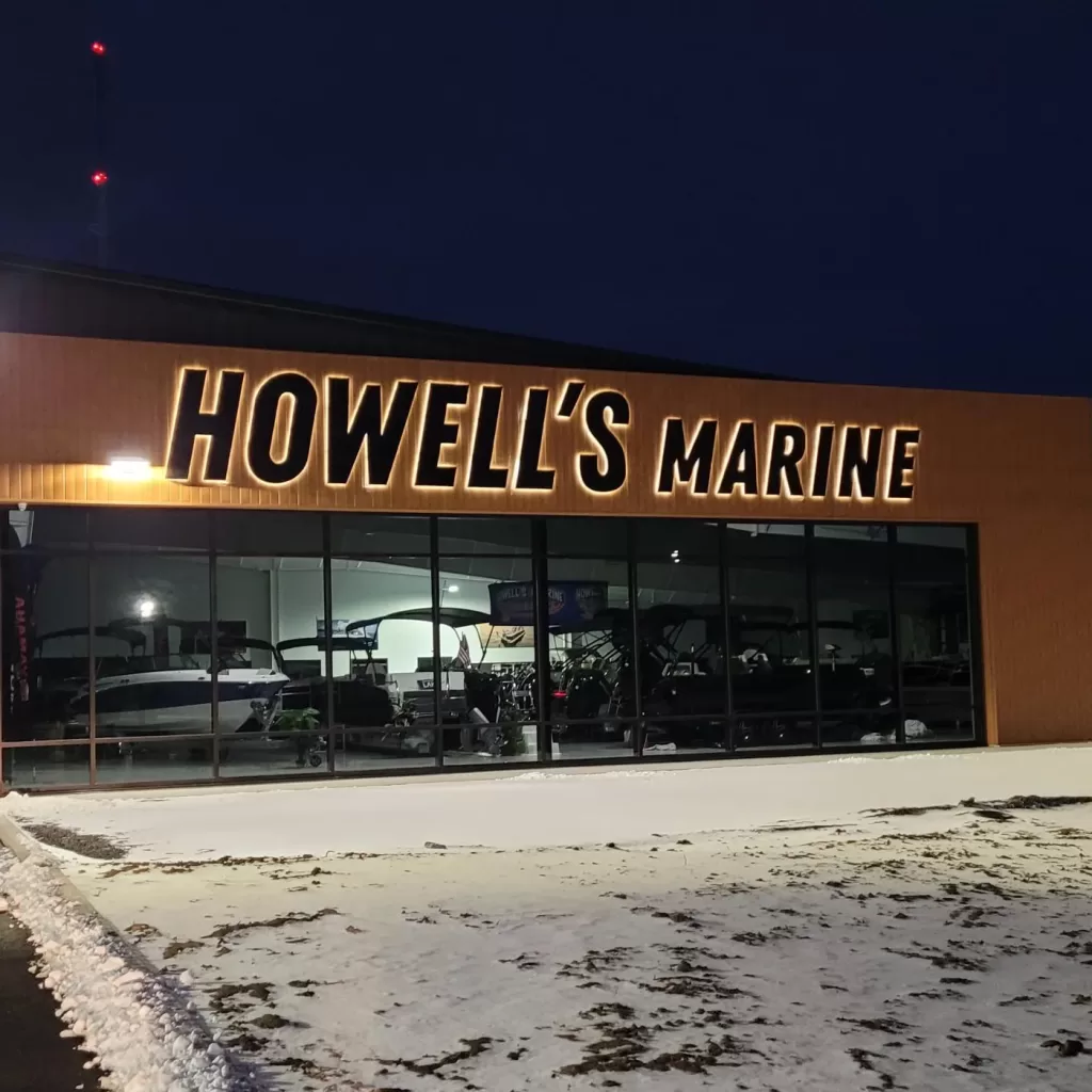 Howell's Marine illuminated signage