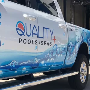 Quality Pools & Spas vehicle wrap